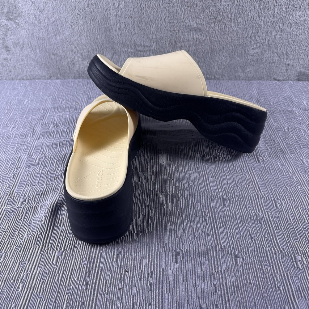 Crocs Slide Sandal Shoes Womens 10 White Platform Wedge Slip On Comfort